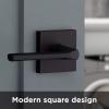 imageKwikset 91540034 Lisbon Door Handle Lever with Modern Contemporary Slim Square Design for Home Hallway or Closet Passage in Iron Matte BlackMatte Black