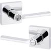 imageKwikset 91540034 Lisbon Door Handle Lever with Modern Contemporary Slim Square Design for Home Hallway or Closet Passage in Iron Matte BlackPolished Chrome