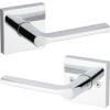imageKwikset 91540034 Lisbon Door Handle Lever with Modern Contemporary Slim Square Design for Home Hallway or Closet Passage in Iron Matte BlackPolished Chrome