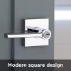 imageKwikset 91540034 Lisbon Door Handle Lever with Modern Contemporary Slim Square Design for Home Hallway or Closet Passage in Iron Matte BlackPolished Chrome