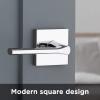 imageKwikset 91540034 Lisbon Door Handle Lever with Modern Contemporary Slim Square Design for Home Hallway or Closet Passage in Iron Matte BlackPolished Chrome