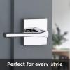 imageKwikset 91540034 Lisbon Door Handle Lever with Modern Contemporary Slim Square Design for Home Hallway or Closet Passage in Iron Matte BlackPolished Chrome