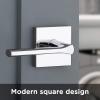imageKwikset 91540034 Lisbon Door Handle Lever with Modern Contemporary Slim Square Design for Home Hallway or Closet Passage in Iron Matte BlackPolished Chrome