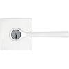 imageKwikset 91540034 Lisbon Door Handle Lever with Modern Contemporary Slim Square Design for Home Hallway or Closet Passage in Iron Matte BlackPolished Chrome