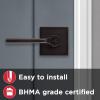 imageKwikset 91540034 Lisbon Door Handle Lever with Modern Contemporary Slim Square Design for Home Hallway or Closet Passage in Iron Matte BlackVenetian Bronze