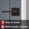 imageKwikset 91540034 Lisbon Door Handle Lever with Modern Contemporary Slim Square Design for Home Hallway or Closet Passage in Iron Matte BlackVenetian Bronze