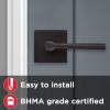 imageKwikset 91540034 Lisbon Door Handle Lever with Modern Contemporary Slim Square Design for Home Hallway or Closet Passage in Iron Matte BlackVenetian Bronze