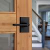 imageKwikset Halifax Entry Door Handle with Lock and Key Secure Keyed Reversible Lever Exterior For Front Entrance and Bedrooms Matte Black Pick Resistant Smartkey Rekey Security and MicrobanKeyed Entry