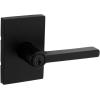 imageKwikset Halifax Entry Door Handle with Lock and Key Secure Keyed Reversible Lever Exterior For Front Entrance and Bedrooms Matte Black Pick Resistant Smartkey Rekey Security and MicrobanKeyed Entry