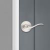 imageKwikset Tustin Entry Door Handle with Lock and Key Secure Keyed Reversible Lever Exterior For Front Entrance and Bedrooms Satin Nickel Pick Resistant Smartkey Rekey Security and Microban