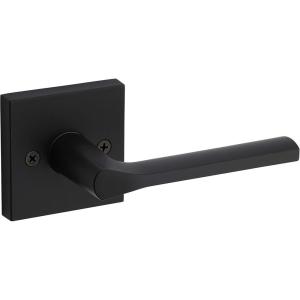 imageKwikset 91540034 Lisbon Door Handle Lever with Modern Contemporary Slim Square Design for Home Hallway or Closet Passage in Iron Matte BlackMatte Black