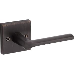imageKwikset 91540034 Lisbon Door Handle Lever with Modern Contemporary Slim Square Design for Home Hallway or Closet Passage in Iron Matte BlackVenetian Bronze