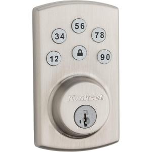 imageKwikset Powerbolt 907 Keyless Entry Deadbolt Electronic Door Lock 6 Button Keypad Auto Locking with Keyed Pick Resistant SmartKey ReKey Security Technology Satin NickelSatin Nickel