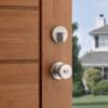 imageKwikset 991 Pismo Keyed Entry Knob and Single Cylinder Deadbolt Combo Pack Featuring SmartKey and Microban in Satin Nickel