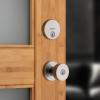 imageKwikset 991 Pismo Keyed Entry Knob and Single Cylinder Deadbolt Combo Pack Featuring SmartKey and Microban in Satin Nickel