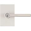 imageKwikset Halifax Entry Door Handle with Lock and Key Secure Keyed Reversible Lever Exterior For Front Entrance and Bedrooms Satin Nickel Pick Resistant Smartkey Rekey Security and MicrobanKeyed Entry