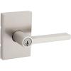 imageKwikset Halifax Entry Door Handle with Lock and Key Secure Keyed Reversible Lever Exterior For Front Entrance and Bedrooms Satin Nickel Pick Resistant Smartkey Rekey Security and MicrobanKeyed Entry