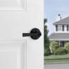 imageKwikset Katella Interior Passage Door Handle Lever For Closet and Hallway Doors Reversible NonLocking Handle Lever Matte Black with Microban ProtectionMatte Black