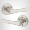 imageKwikset Katella Interior Passage Door Handle Lever For Closet and Hallway Doors Reversible NonLocking Handle Lever Matte Black with Microban ProtectionSatin Nickel