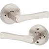 imageKwikset Katella Interior Passage Door Handle Lever For Closet and Hallway Doors Reversible NonLocking Handle Lever Matte Black with Microban ProtectionSatin Nickel