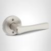 imageKwikset Katella Interior Passage Door Handle Lever For Closet and Hallway Doors Reversible NonLocking Handle Lever Matte Black with Microban ProtectionSatin Nickel