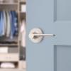 imageKwikset Ladera Dummy Door Handle Single Sided Lever for Closets French Double Doors and Pantry Satin Nickel NonTurning Right Handed Interior PushPull Lever with Microban Protection