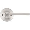 imageKwikset Ladera Entry Door Handle with Lock and Key Secure Keyed Reversible Lever Exterior For Front Entrance and Bedrooms Satin Nickel Pick Resistant Smartkey Rekey Security and Microban