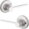 imageKwikset Ladera Interior Passage Door Handle Lever For Closet and Hallway Doors Reversible NonLocking Handle Lever Satin Nickel with Microban Protection