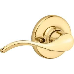 imageKwikset Balboa Dummy Door Handle Single Sided Lever for Closets French Double Doors and Pantry Venetian Bronze NonTurning Left Handed Interior PushPull Lever with Microban ProtectionPolished Brass