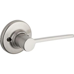imageKwikset Ladera Dummy Door Handle Single Sided Lever for Closets French Double Doors and Pantry Satin Nickel NonTurning Left Handed Interior PushPull Lever with Microban Protection