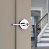 imageKwikset Lisbon Interior Privacy Door Handle with Lock Door Lever For Bathroom and Bedroom Polished Chrome Reversible Keyless Push Button Lock Door LeverPolished Chrome