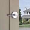 imageKwikset Lisbon Interior Privacy Door Handle with Lock Door Lever For Bathroom and Bedroom Polished Chrome Reversible Keyless Push Button Lock Door LeverPolished Chrome