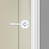 imageKwikset Lisbon Interior Privacy Door Handle with Lock Door Lever For Bathroom and Bedroom Polished Chrome Reversible Keyless Push Button Lock Door LeverPolished Chrome