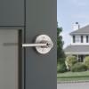 imageKwikset Lisbon Interior Privacy Door Handle with Lock Door Lever For Bathroom and Bedroom Polished Chrome Reversible Keyless Push Button Lock Door LeverSatin Nickel