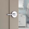 imageKwikset Lisbon Interior Privacy Door Handle with Lock Door Lever For Bathroom and Bedroom Polished Chrome Reversible Keyless Push Button Lock Door LeverPolished Chrome