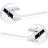 imageKwikset Lisbon Interior Privacy Door Handle with Lock Door Lever For Bathroom and Bedroom Polished Chrome Reversible Keyless Push Button Lock Door LeverPolished Chrome
