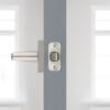 imageKwikset Lisbon Interior Privacy Door Handle with Lock Door Lever For Bathroom and Bedroom Polished Chrome Reversible Keyless Push Button Lock Door LeverSatin Nickel