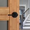 imageKwikset Lisbon Interior Privacy Door Handle with Lock Door Lever For Bathroom and Bedroom Polished Chrome Reversible Keyless Push Button Lock Door LeverMatte Black