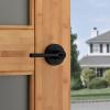 imageKwikset Lisbon Interior Privacy Door Handle with Lock Door Lever For Bathroom and Bedroom Polished Chrome Reversible Keyless Push Button Lock Door LeverMatte Black