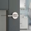 imageKwikset Lisbon Interior Privacy Door Handle with Lock Door Lever For Bathroom and Bedroom Polished Chrome Reversible Keyless Push Button Lock Door LeverSatin Nickel
