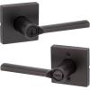 imageKwikset Lisbon Interior Privacy Door Handle with Lock Door Lever For Bathroom and Bedroom Polished Chrome Reversible Keyless Push Button Lock Door LeverVenetian Bronze
