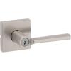 imageKwikset Lisbon Interior Privacy Door Handle with Lock Door Lever For Bathroom and Bedroom Polished Chrome Reversible Keyless Push Button Lock Door LeverSatin Nickel