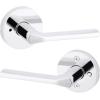 imageKwikset Lisbon Interior Privacy Door Handle with Lock Door Lever For Bathroom and Bedroom Polished Chrome Reversible Keyless Push Button Lock Door LeverPolished Chrome