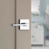 imageKwikset Lisbon Interior Privacy Door Handle with Lock Door Lever For Bathroom and Bedroom Polished Chrome Reversible Keyless Push Button Lock Door LeverPolished Chrome
