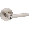 imageKwikset Milan Entry Door Handle with Lock and Key Secure Keyed Reversible Lever Exterior Doorlock For Front Entrance and Bedrooms Polished Chrome Pick Resistant Smartkey Rekey SecuritySatin Nickel