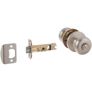 imageKwikset Hancock Interior Privacy Door Knob with Lock Door Handle For Bathroom and Bedroom Satin Nickel Keyless Turn Lock Doorknob with Microban Protection