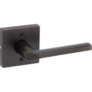 imageKwikset Lisbon Interior Privacy Door Handle with Lock Door Lever For Bathroom and Bedroom Polished Chrome Reversible Keyless Push Button Lock Door LeverVenetian Bronze