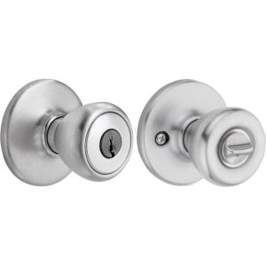 imageKwikset Tylo Entry Door Knob with Lock and Key Secure Keyed Handle Exterior Doorlock Doorknob For Front Entrance and Bedrooms in Satin ChromeSatin Chrome
