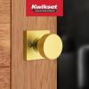 imageKwikset Pismo Dummy Door Knob Single Sided Handle for Closets French Double Doors and Pantry Satin Brass Square NonTurning Interior PushPull Door Knob Microban Protection