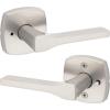 imageKwikset Tripoli Lever Interior Privacy Door Handle with Lock Door Lever For Bathroom and Bedroom Polished Chrome Reversible Keyless Turn LockSatin Nickel